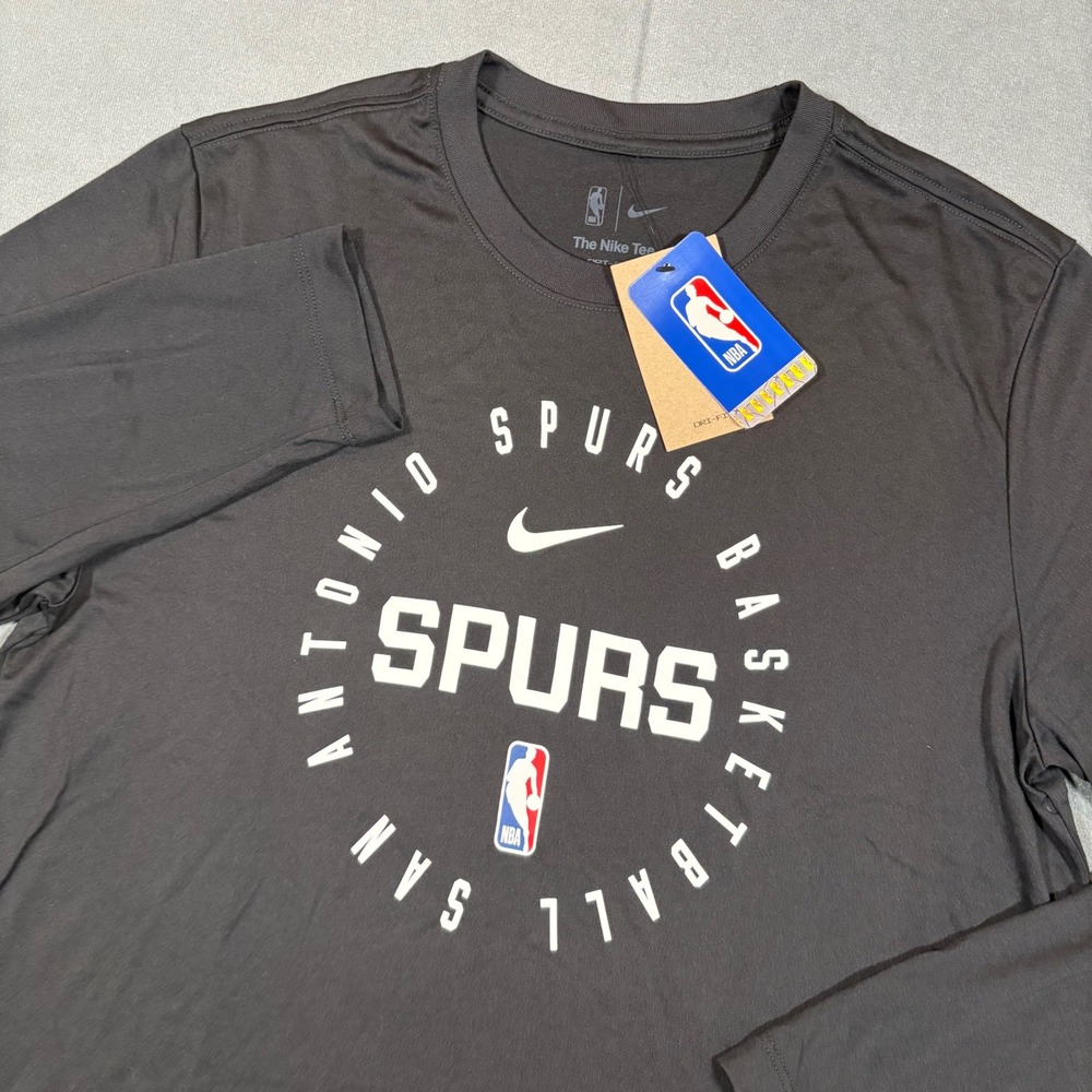 San Antonio Spurs Mens Nike 2024-2025 Long Sleeve Practice Tee Black Large